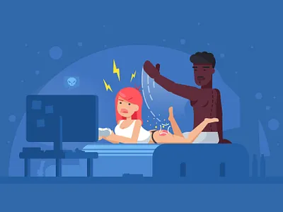 Splat! character flat game art gamer girl illustration man splat vector