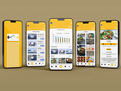 Fitness App design diet fitness food gym mobile recipes ui weight weight loss