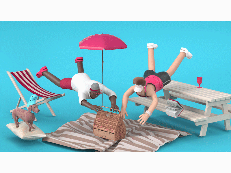 Weekend with crocs 3d animation branding character cinema 4d cinema4d crocs dog gif illustration motion graphics