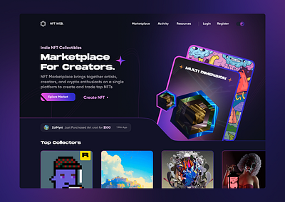 NFT Web - Marketplace for creators. 3d app ui crypto design nft ui web ui website