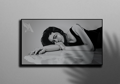 B & W Gal digital art graphic design illustration illustrator portrait vector vector art