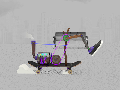 0005 - Push Machine 3d 3dillustration abstract animation artdirection blender blender3d branding cycles design grunge illustration logo motion design motion graphics render skateboard typography ui vector