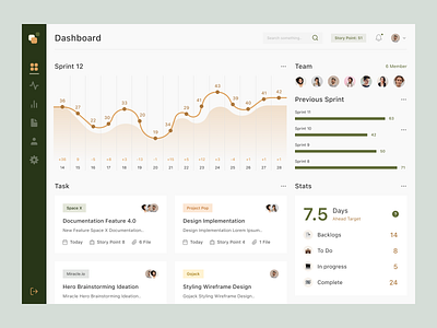 Agile Project Management Tool Dashboard chart dashboard design fireart fireart studio light management modern task tool ui ux