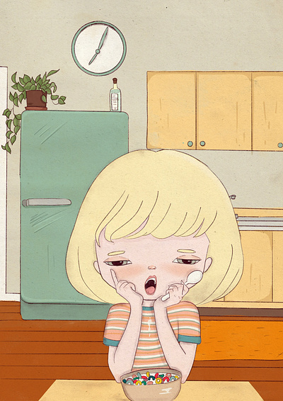 breakfast with cereals art character design cute dari rojas darianoski digital art digitalart drawing girl illustration kawaii procreate