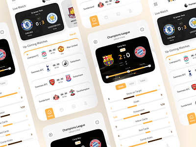 Soccer Live Score App barcelona bayern munchen concept design figma football football app football match goal live football live score app mobile soccer soccer app stats ui ux