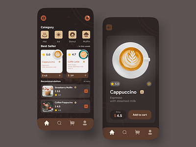 Coffee Shop Mobile App branding mobile app phone ui