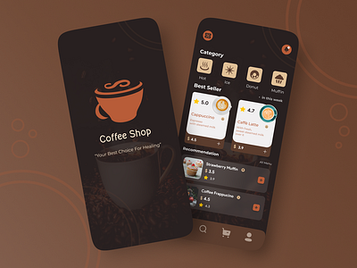 Coffee Shop Mobile App branding mobile app phone ui