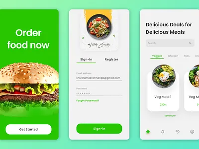 Food Ordering App Mobile UI app branding design f illustration ui ux