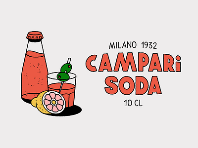 Campari Soda 🍸 alcohol aperol beer campari cocktail doodle drink drunk glass icon illustration italy lemon logo milan olive tattoo typography wine