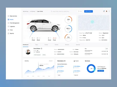Monitor your Vehicles With Vehicle Tracking Dashboard blue bus tracker car details clean and minimal dashboard gps landing page location tracking monitoring car tracker transport ui truck tracker ui design ux design vehicle tracking web design website