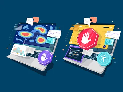 Heatmaps Illustration accessibility computer governance heatmaps illustration laptop overlay privacy ui ux web