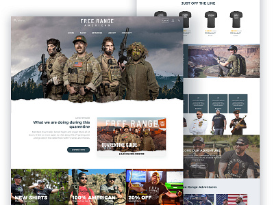 Free Range American Website adventure american black rifle branding brcc coffee ecom ecommerce landing page podcast podcast design podcast website product page ui uiux ux veteran web design website