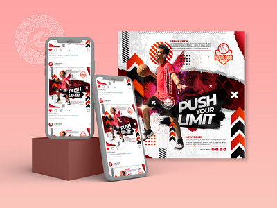 BasketBall Red Shirt Flyer Social Media Post Template banner basketball branding design flyer game gohsantosa graphic design poster social media sport