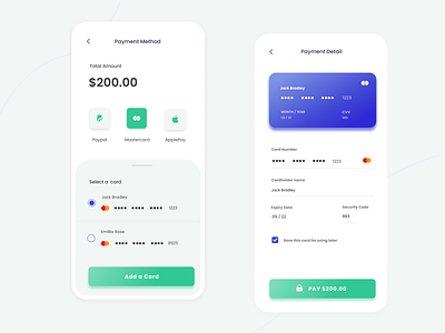 Credit Card Check Out App Page app design graphic design ui ux