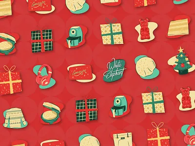 White Elephant 2020 Prizes branding christmas colorado design funny game holiday identity illustration interactive lettering lottery prizes quirky