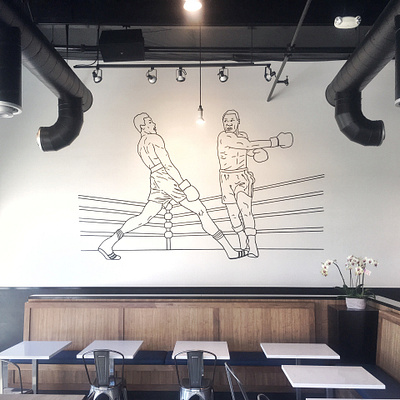 Pushkin's Bakery Mural boxing branding design illustration linework logo minimal mural