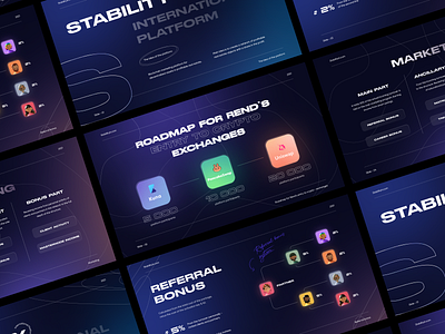 Presentation – Stability International Company dark mode design gradient keynote neon presentation slide template typography ui web web design