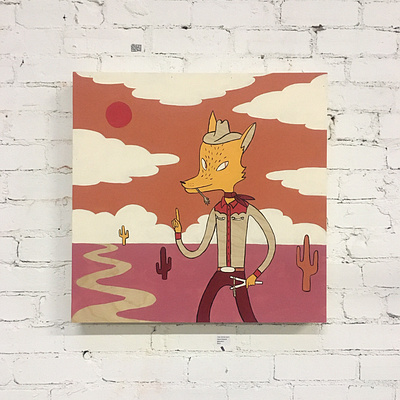 The Good Guy acrylic cartoon character character design childrens book childrens room cowboy desert drawing fox hand drawn illustration minimal painted painting whimsical