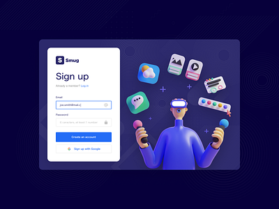 Sign up 3d app design figma figmadesign illustration interaction interface logo ui ux