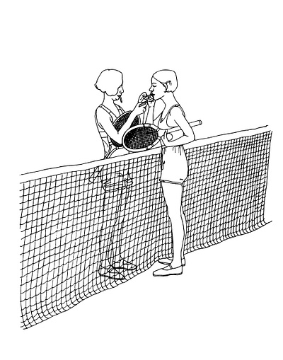 Tennis Gals black and white drawing empowering femenist femme fatal femme fatale graphic design hand drawn illustration linework minimal tennis women