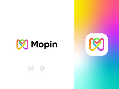 Letter M+Pin Icon with Connecting Loops abstract logo agency brand identity branding colorful logo connecting gradient logo icon letter logo location logo logo design logomark loop logo m logo mark modern logo pin icon startup symbol