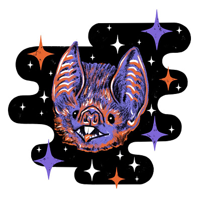 Bat & Stars bat creepy design drawing graphic design hallowee illustration retro spooky vampire bat vintage