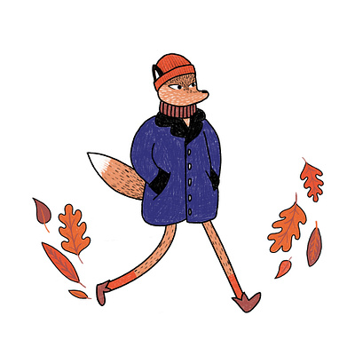 Fall Coat autumn cozy design drawing fall fox illustration logo outfit style winter