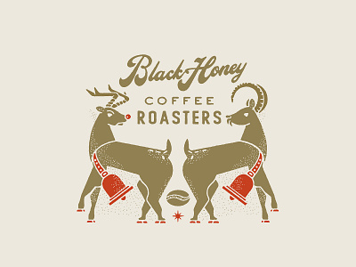 Black Honey Christmas Coffee 2d artwork bag branding christmas coffee deer design designer goat graphic design holiday identity illustration logo packaging pouch vector vintage xmas