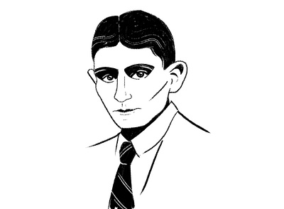 Franz Kafka digital drawing flat illustration franz kafka portrait