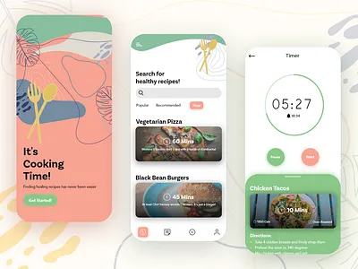Simplistic Cooking App app app design branding cooking app design i= timer ui uixu ux vector