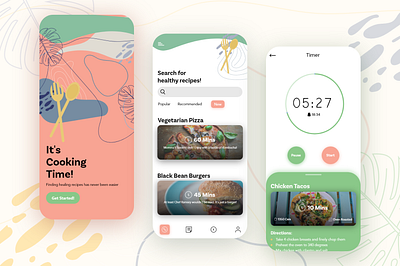 Simplistic Cooking App app app design branding cooking app design i= timer ui uixu ux vector