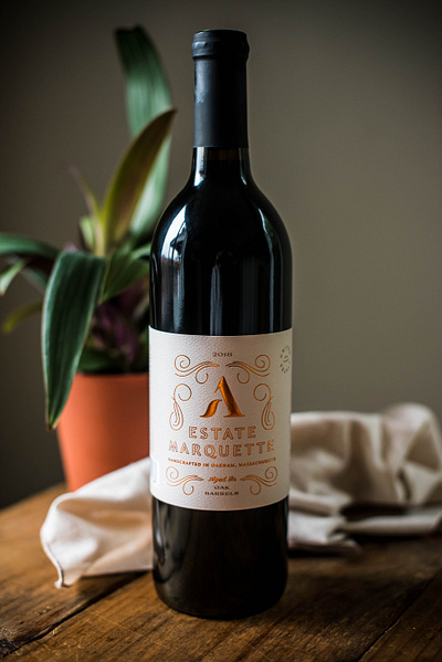 Agronomy Estate Marquette agronomy branding copper emboss farm foil label typography vineyard wine