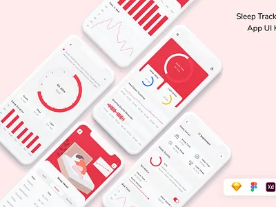 Sleep Tracker App UI Kit app back backup backupgraphic branding chand chart design health healthysleep mobileapp psdtemplate sleep sleeptime sleeptracker templatepsd tracker webpsd webpsdstore webpsdtemplate