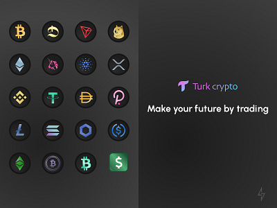 Cryptos and a Fiat branding btc coin consistency crypto crypto icons doge dollar eth exchange fiat illustration logo tron usd web