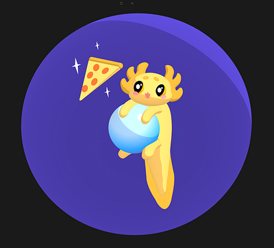 Lizard Brain 3d modeling axolotl branding character design cute design illustration lizard pizza purple yellow