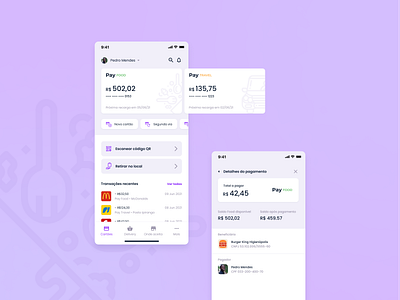 Pay - Card Management app card payment company benefits design interface design meal card ui ux