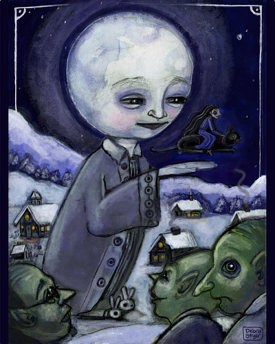 #FolktaleWeek2021 Instagram Art Challenge Day One: Moon art childrens books folktaleweek illustration moon painting portrait victorian watercolor