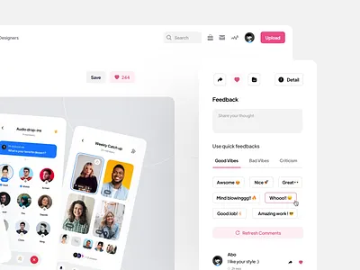 Dribbble Quick Feedbacks Feature app comment crypto design desktop dribbble feature feedback illustration landing logo notification pink suggest trend ui ui design uidesign web