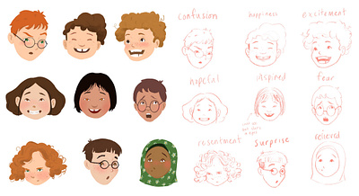 Facial Expressions character character design children children book illustration childrens book childrens illustration expressions facial illustration kids