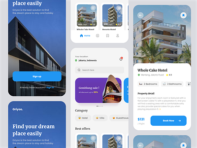 Griyoo - place finder apps app card clean clean ui home home rent house ios mobile mobile app mobile screen product design property real estate rent ui ui design ux ux design villa