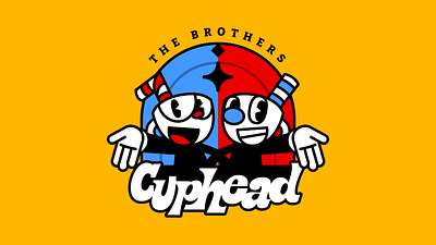 Cuphead badge branding brothers colors cuphead design game gaming illustration logo vector vintage