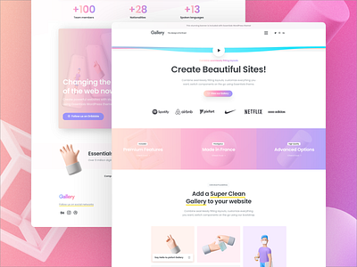 Gallery Demo | Essentials WordPress Theme 3d animated animation branding clean colorful design envato gallery gradient illustration inspiration logo pixfort shapes themeforest web design website website builder wordpress