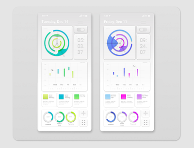 Dashboard Widgets app design blue budget calendar clock colors dashboard events calendar figma figma design homescreen iphone organization spending ui wallet widgets