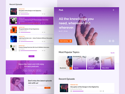 Podcast Website blog blogger homepage landing landing page personal podcast ui design uiux web design website