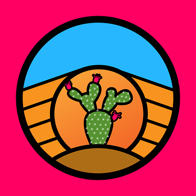 Prickly Pear cacti cactus desert design flat graphic design orange outline outlined pear pointy prickers prickly spines sun sunset vector