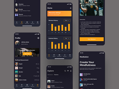 Workout Mobile Apps application apps health mobile mobile apps mobile kit running sport ui kit workout yoga