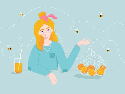oranges girl adobe illustration cute girl illustration illustration portrait girl illustrator oranges vector