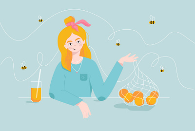 oranges girl adobe illustration cute girl illustration illustration portrait girl illustrator oranges vector