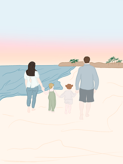 Family Portrait adobe illustrator beach illustration branding character drawing design illustration illustrator logo portrait design procreate typography vector