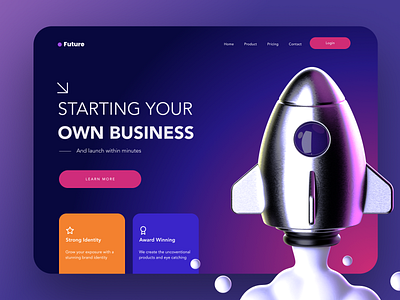 Rocket Startup 3d app design branding design illustration inspiration interaction interface landing logo startup ui ux